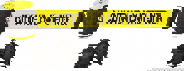 Magnetic-Mount Retractable Belt Barrier: Black & Yellow, 30' Belt Barrier Length